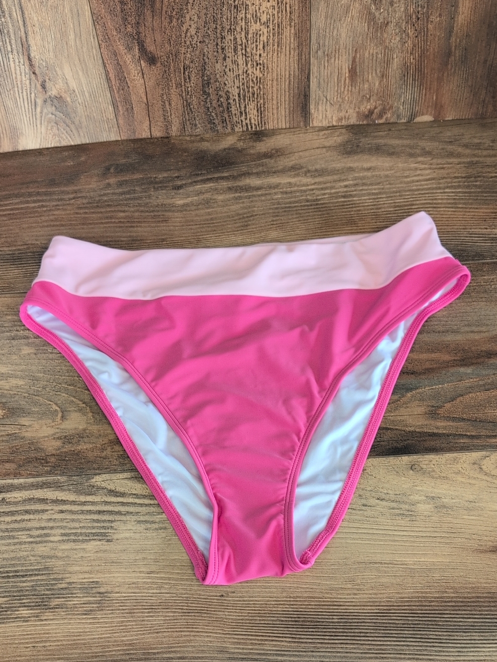 Cupshe Two-Tone Pink High-Rise Bikini Bottom NWT L         T176